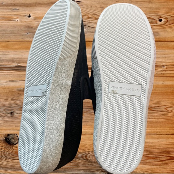 New Vince Camuto Black Pleather Slip-On Sneakers - Picture 3 of 3